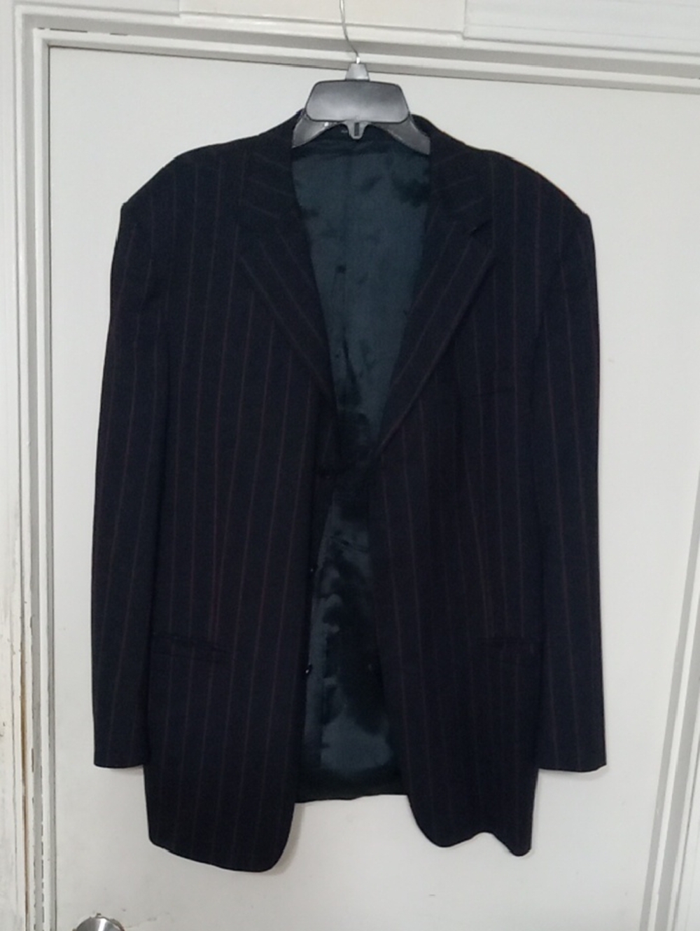 Versace Navy Pinstripe Single-Breasted Blazer